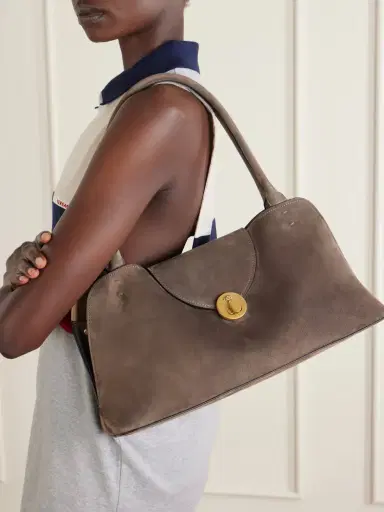 Versace Vivienne Logo-embellished Suede Shoulder Bag | Thumbnail 2 Versace Vivienne Logo-embellished Suede Shoulder Bag | Thumbnail 2