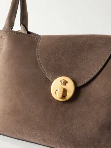 Versace Vivienne Logo-embellished Suede Shoulder Bag | Thumbnail 5 Versace Vivienne Logo-embellished Suede Shoulder Bag | Thumbnail 5