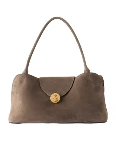 Versace Vivienne Logo-embellished Suede Shoulder Bag | Thumbnail 1 Versace Vivienne Logo-embellished Suede Shoulder Bag | Thumbnail 1
