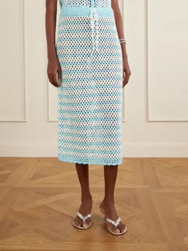 Simkhai Welles Striped Crocheted Cotton Midi Skirt | Thumbnail 3 Simkhai Welles Striped Crocheted Cotton Midi Skirt | Thumbnail 3