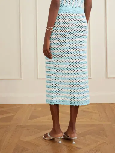 Simkhai Welles Striped Crocheted Cotton Midi Skirt | Thumbnail 4 Simkhai Welles Striped Crocheted Cotton Midi Skirt | Thumbnail 4