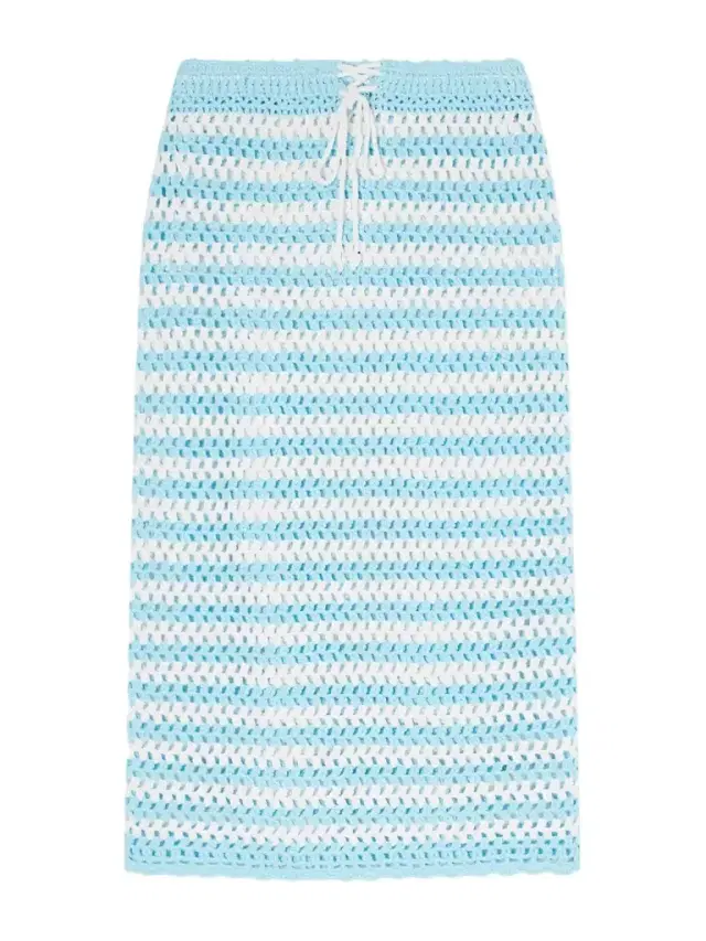 Welles Striped Crocheted Cotton Midi Skirt Welles Striped Crocheted Cotton Midi Skirt