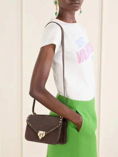 Valentino Garavani Rockstud Embellished Suede Shoulder Bag | Thumbnail 2 Valentino Garavani Rockstud Embellished Suede Shoulder Bag | Thumbnail 2