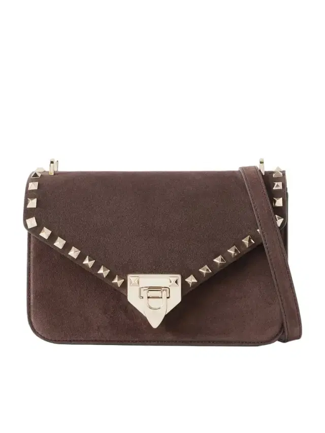 Rockstud Embellished Suede Shoulder Bag