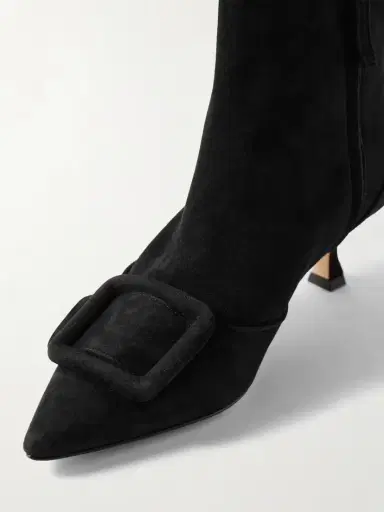 Manolo Blahnik Baylow 50 Buckled Suede Ankle Boots | Thumbnail 4