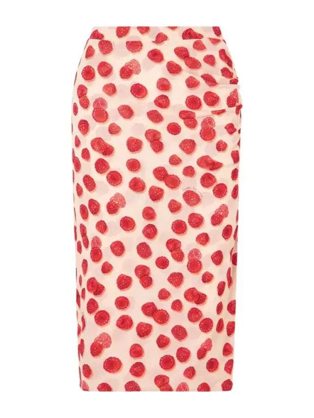 Printed Mesh Midi Skirt