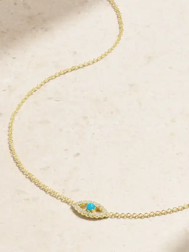Evil Eye Mini 18-karat Gold Diamond And Turquoise Necklace