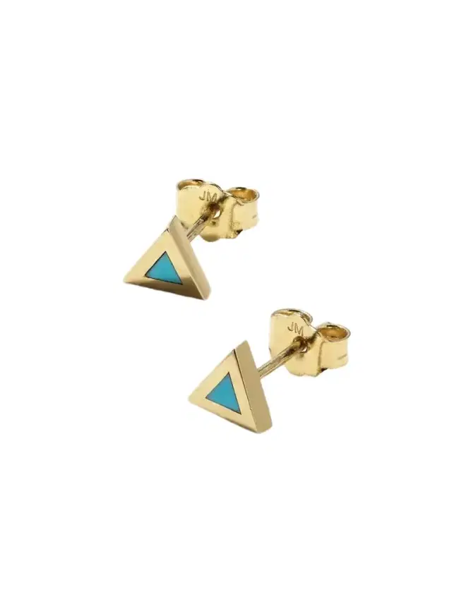 Mini Triangle 18-karat Gold Turquoise Earrings