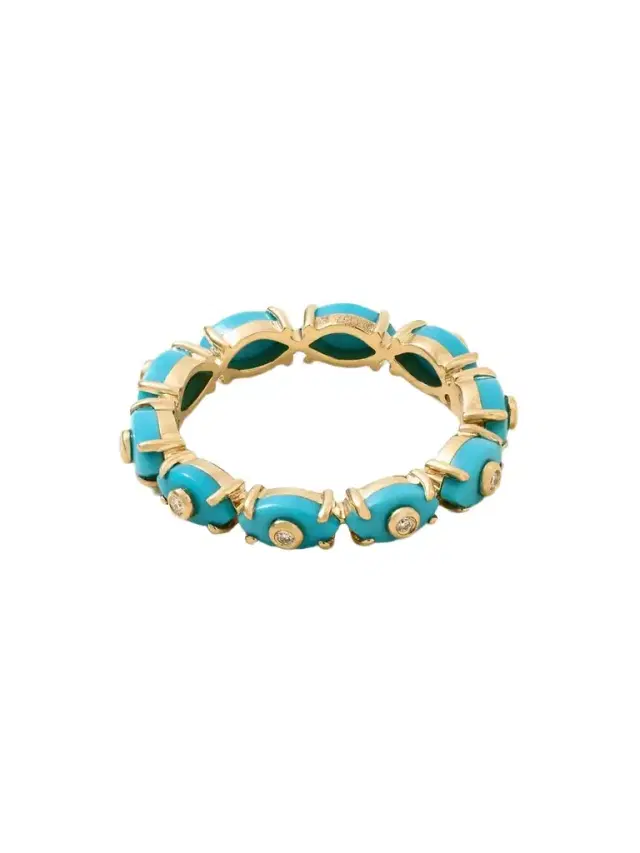Eternity 14-karat Gold, Turquoise And Diamond Ring