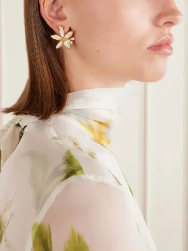 Oscar de la Renta Orange Blossom Gold-tone Earrings | Thumbnail 2