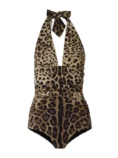 Dolce & Gabbana Leopard-print Halterneck Swimsuit | Thumbnail 1 Dolce & Gabbana Leopard-print Halterneck Swimsuit | Thumbnail 1