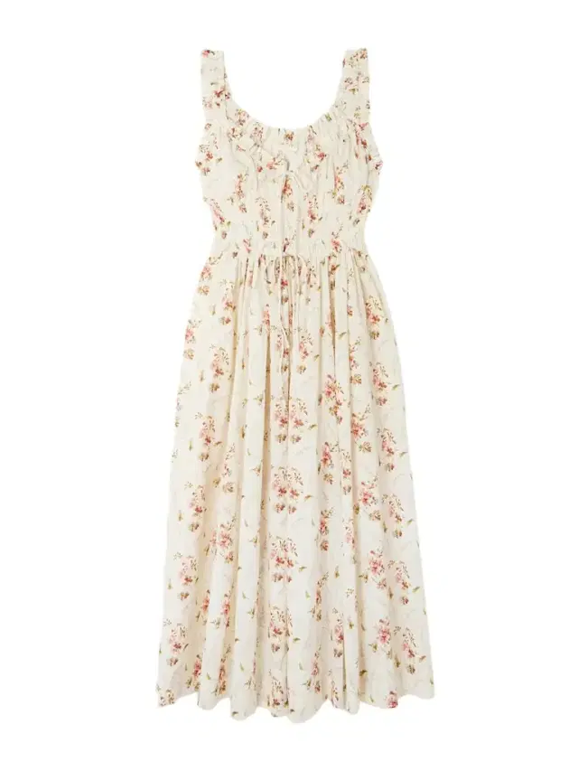 Emmaretta Tie-detailed Shirred Floral-print Organic Cotton Midi Dress
