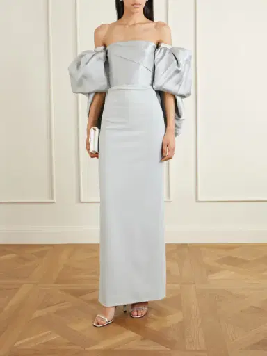 Solace London Floris Off-the-shoulder Satin-twill And Crepe Maxi Dress | Thumbnail 2