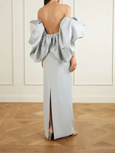 Solace London Floris Off-the-shoulder Satin-twill And Crepe Maxi Dress | Thumbnail 3
