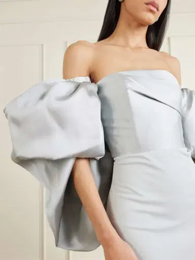 Solace London Floris Off-the-shoulder Satin-twill And Crepe Maxi Dress | Thumbnail 4
