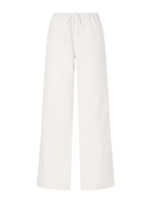 Drawcord Cotton Straight-leg Pants