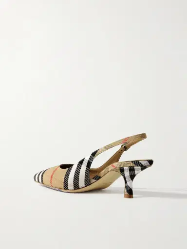 Burberry Checked Canvas-jacquard Slingback Pumps | Thumbnail 3 Burberry Checked Canvas-jacquard Slingback Pumps | Thumbnail 3