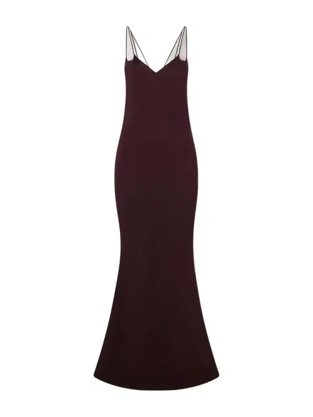 Maroon Enverse Satin Gown