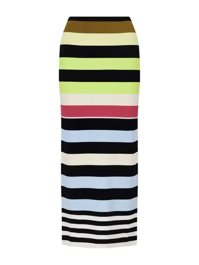Striped Double-knit Maxi Skirt