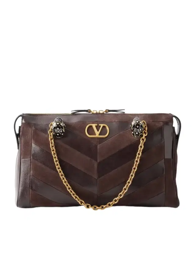 Valentino Garavani Panthea Medium Embellished Patchwork Leather And Suede Shoulder Bag