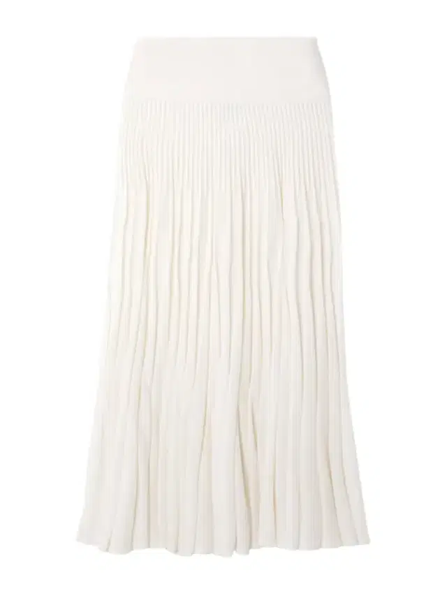 Pleated Wool Midi Skirt
