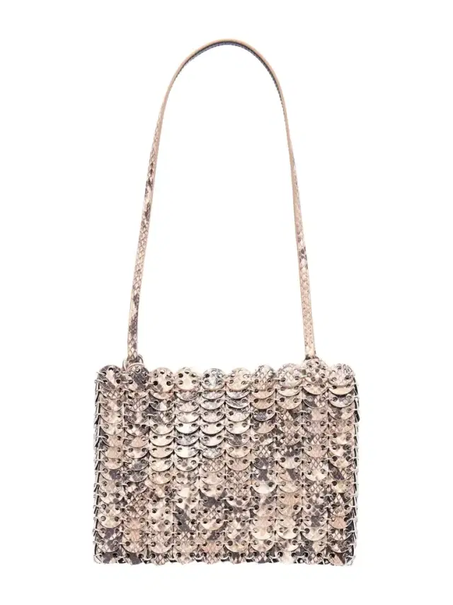 Snake-effect Leather Chainmail Shoulder Bag