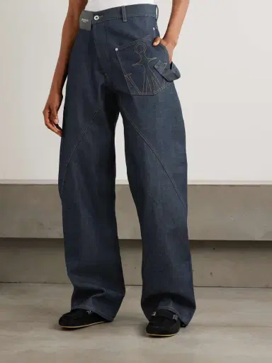 JW Anderson Twisted Asymmetric Embroidered High-rise Jeans | Thumbnail 3 JW Anderson Twisted Asymmetric Embroidered High-rise Jeans | Thumbnail 3