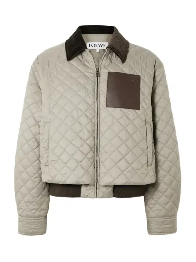 Corduroy- And Leather-trimmed Quilted Shell Jacket