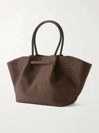 DeMellier The New York Large Leather-trimmed Raffia Tote | Thumbnail 4