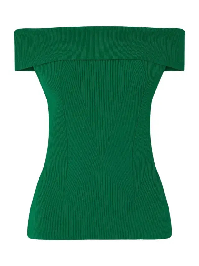 Off-the-shoulder Paneled Ribbed-knit Top