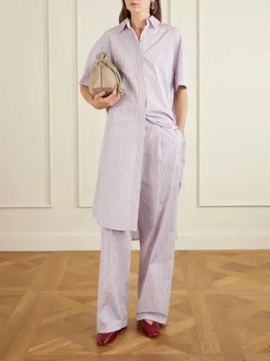 RÙADH Anu Embroidered Striped Organic Cotton-poplin Midi Shirt Dress | Thumbnail 2