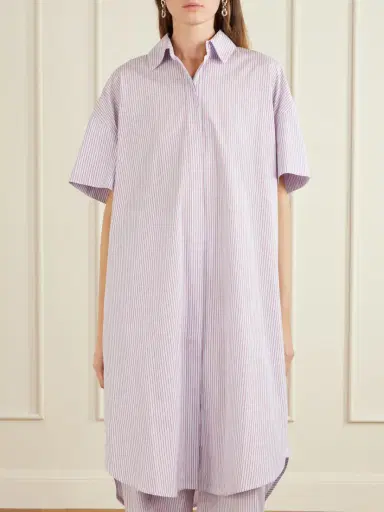 RÙADH Anu Embroidered Striped Organic Cotton-poplin Midi Shirt Dress | Thumbnail 3