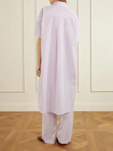 RÙADH Anu Embroidered Striped Organic Cotton-poplin Midi Shirt Dress | Thumbnail 4