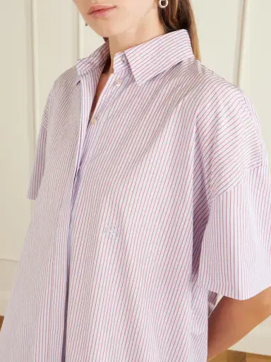 RÙADH Anu Embroidered Striped Organic Cotton-poplin Midi Shirt Dress | Thumbnail 5
