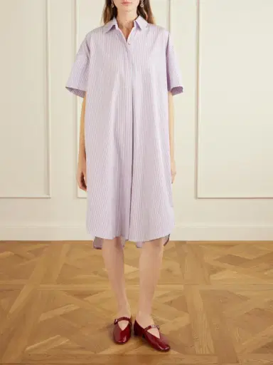 RÙADH Anu Embroidered Striped Organic Cotton-poplin Midi Shirt Dress | Thumbnail 6