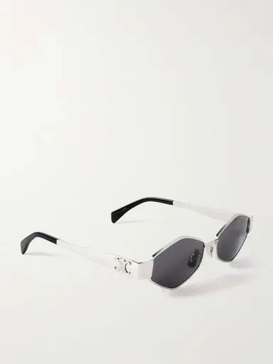 CELINE Eyewear Triomphe Hexagon-frame Silver-tone Sunglasses | Thumbnail 3