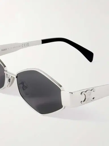 CELINE Eyewear Triomphe Hexagon-frame Silver-tone Sunglasses | Thumbnail 4