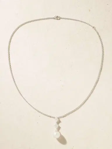 Mikimoto 18-karat White Gold, Diamond And Pearl Necklace | Thumbnail 4