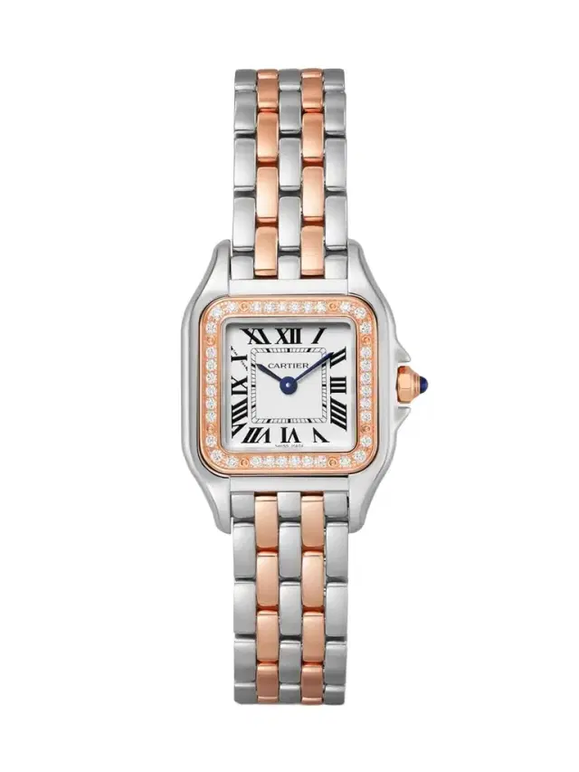 Panthère De  Small 18-karat Rose Gold, Stainless Steel And Diamond Watch