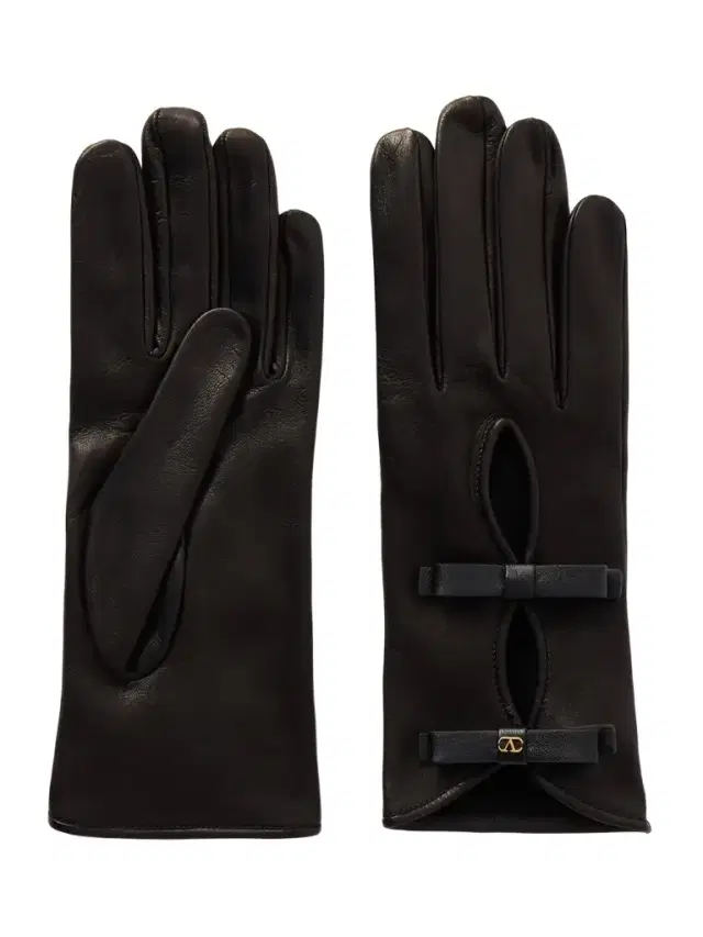 Vlogo Bow-embellished Leather Gloves