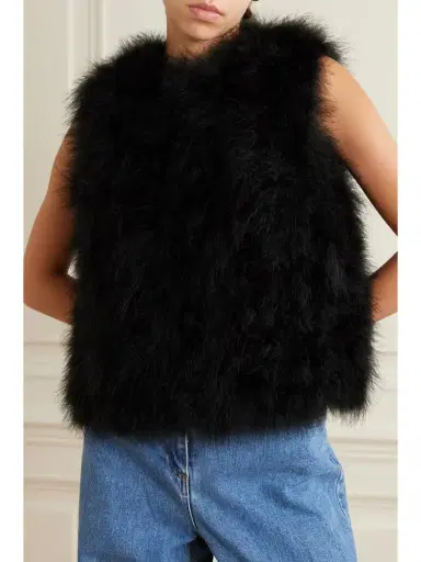 Yves Salomon Feather-embellished Silk-satin Vest | Thumbnail 3