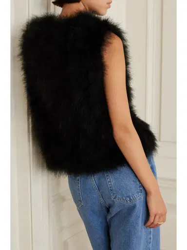Yves Salomon Feather-embellished Silk-satin Vest | Thumbnail 4
