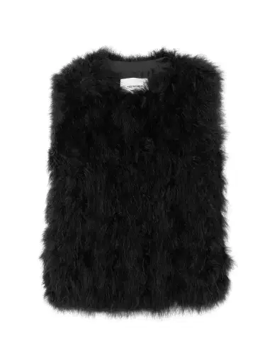 Yves Salomon Feather-embellished Silk-satin Vest | Thumbnail 1