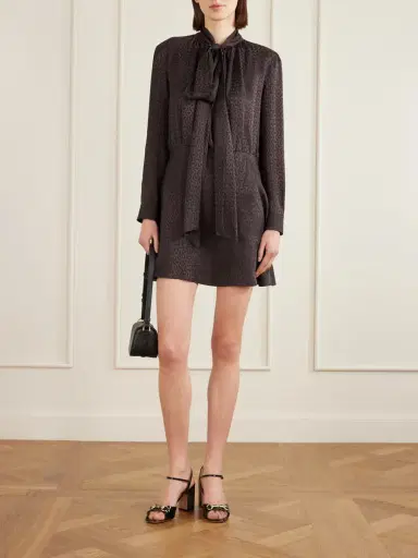 Gucci Pussy-bow Silk-jacquard Mini Dress | Thumbnail 2 Gucci Pussy-bow Silk-jacquard Mini Dress | Thumbnail 2