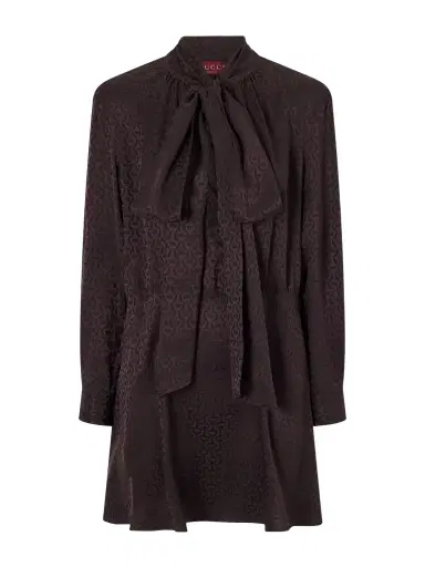 Gucci Pussy-bow Silk-jacquard Mini Dress | Thumbnail 1 Gucci Pussy-bow Silk-jacquard Mini Dress | Thumbnail 1