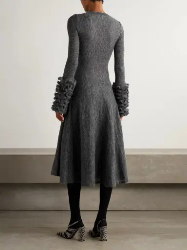 Alaïa Ruffled Mohair-blend Midi Dress | Thumbnail 3 Alaïa Ruffled Mohair-blend Midi Dress | Thumbnail 3