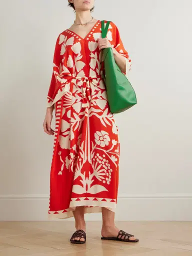 Eres Holi Belted Printed Silk Crepe De Chine Cover-up | Thumbnail 2 Eres Holi Belted Printed Silk Crepe De Chine Cover-up | Thumbnail 2