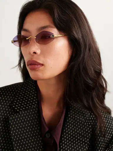 Cartier Eyewear Panthère Hexagon-frame Gold-tone Sunglasses | Thumbnail 2