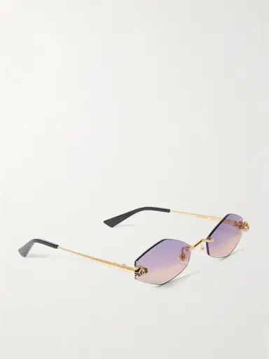 Cartier Eyewear Panthère Hexagon-frame Gold-tone Sunglasses | Thumbnail 3