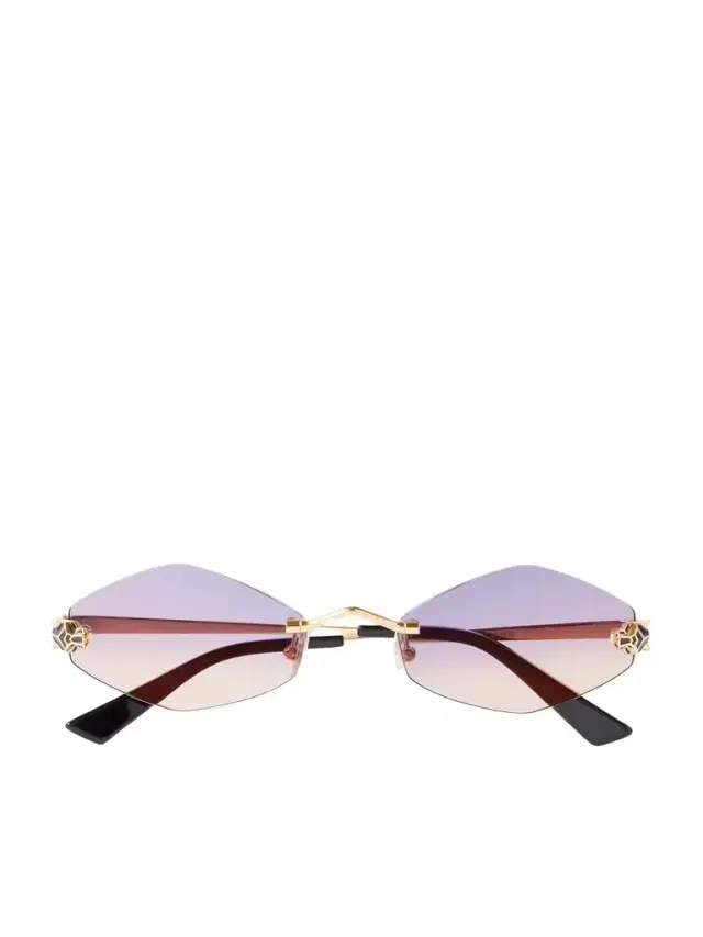 Cartier Eyewear Panthère Hexagon-frame Gold-tone Sunglasses